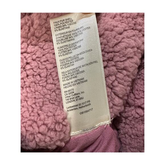 Free People Joplin Faux Fur Cozy Teddy Jacket Smoked Pink Size Large NWT Slouchy - Picture 15 of 15